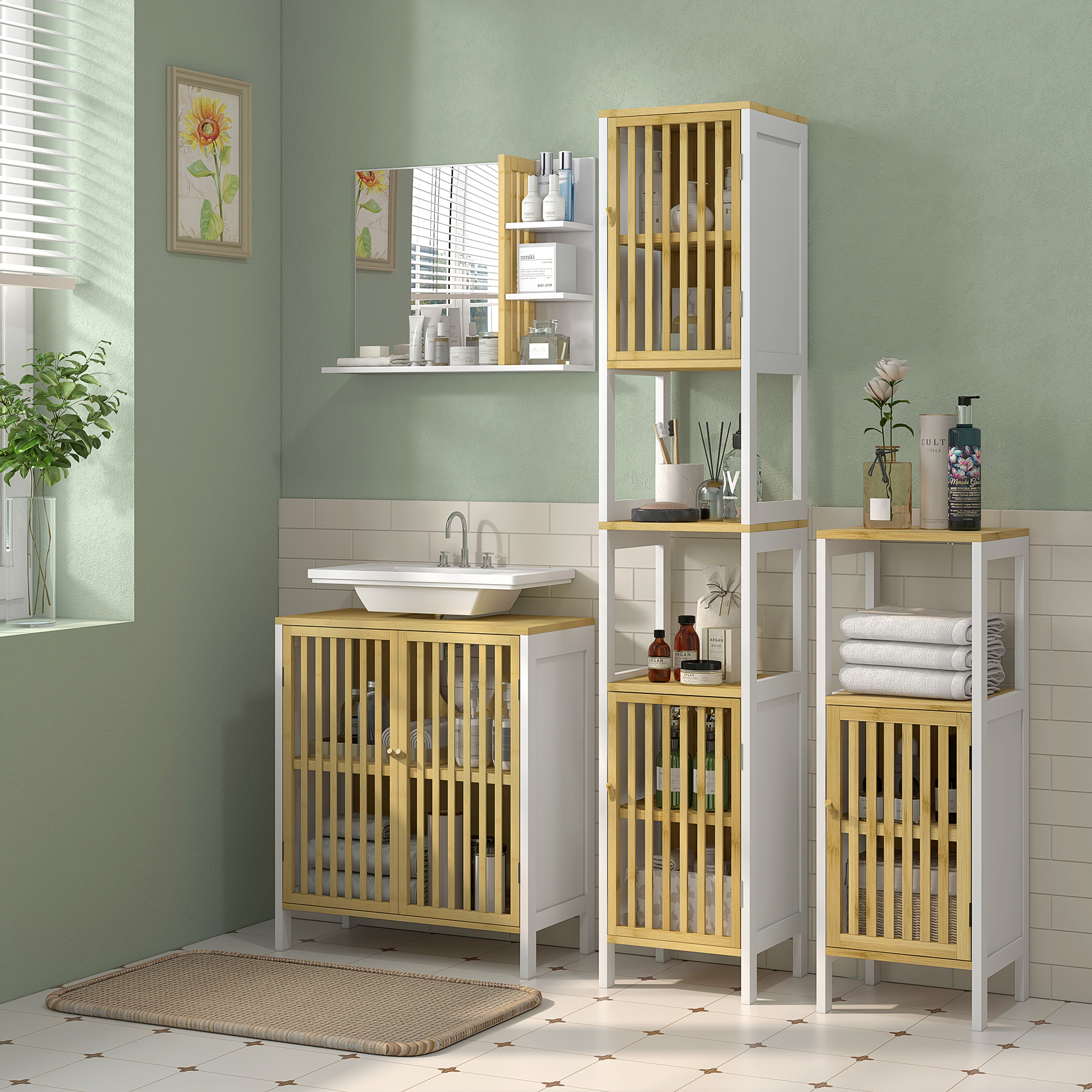 HOMCOM Badezimmer Hochschrank Badezimmerschrank in zwei Farben Maße 30L x 3 günstig online kaufen