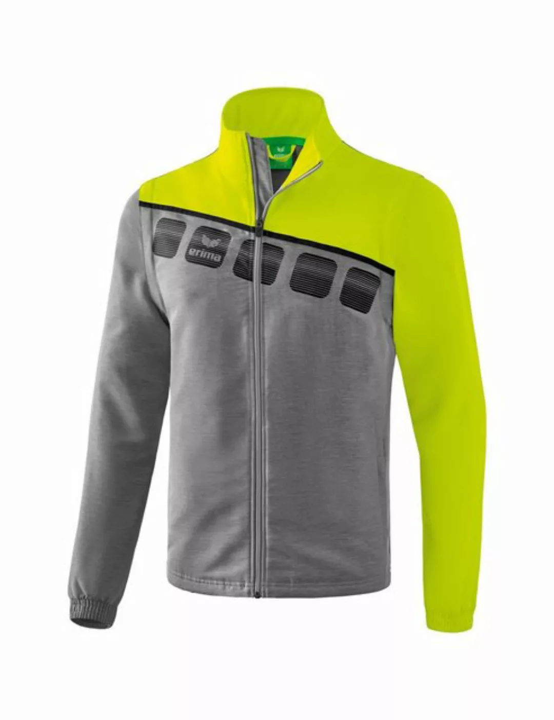 Erima Hybridjacke Unisex 5-C Jacke mit abnehmbaren Ärmeln - grau/neongrün günstig online kaufen