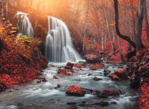 Papermoon Fototapete »Mountain Sunset Waterfall« günstig online kaufen