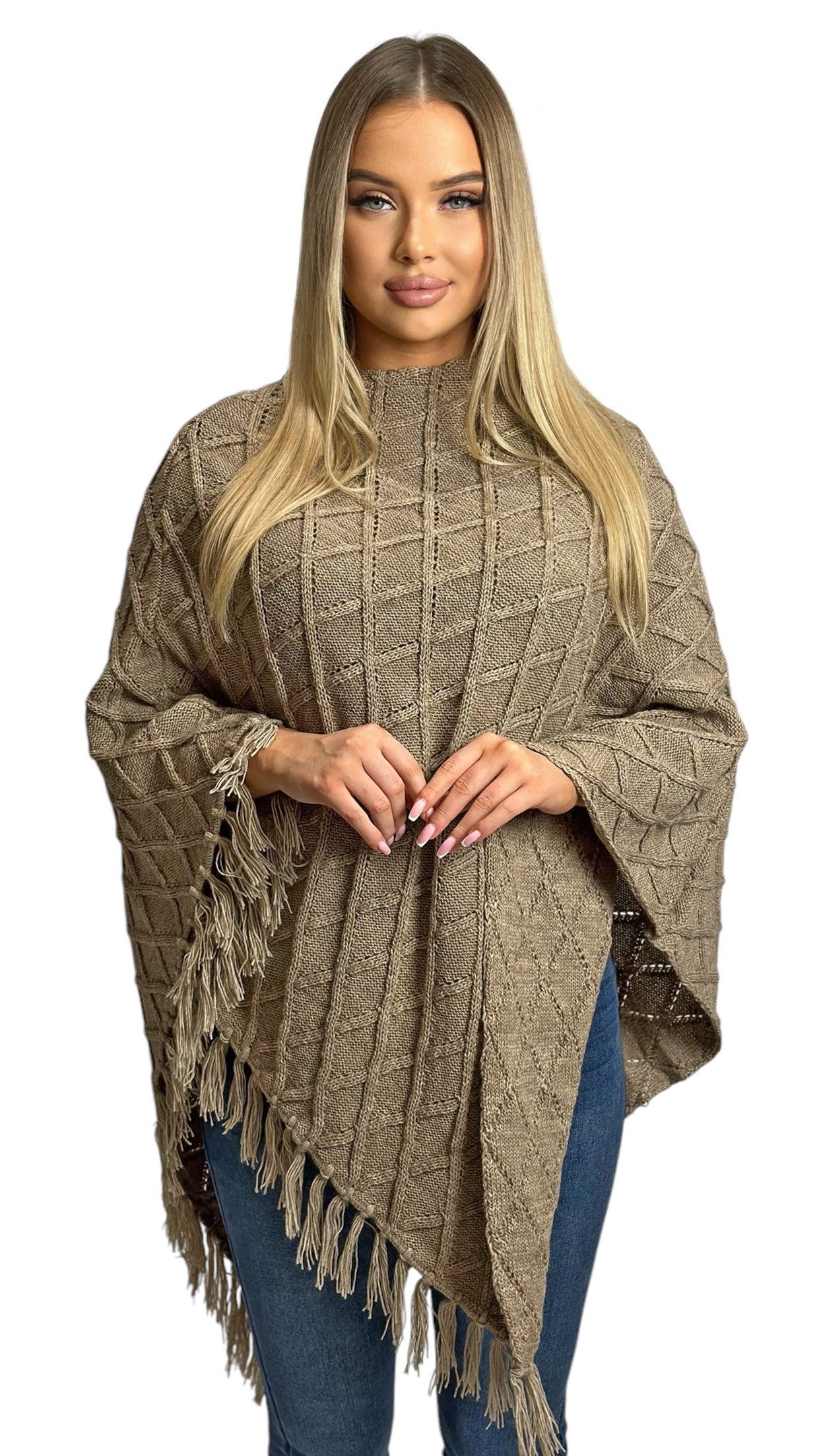 Mississhop Strickponcho Damen Poncho Cape Überwurf günstig online kaufen