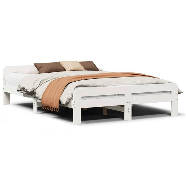 vidaXL Bett, Massivholzbett ohne Matratze Weiß 140x190 cm Kiefernholz günstig online kaufen