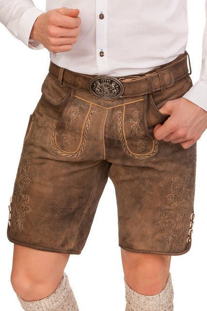 Maddox Trachtenlederhose Lederhose Herren kurz - HORN - stein günstig online kaufen