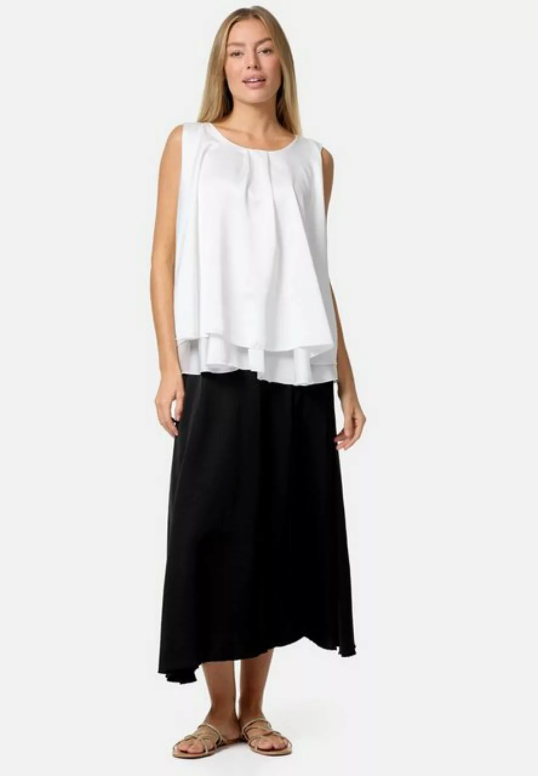 PM SELECTED Blusentop PM30 (Sommerlicher Sleeveless Overlay Satin Top in Ei günstig online kaufen