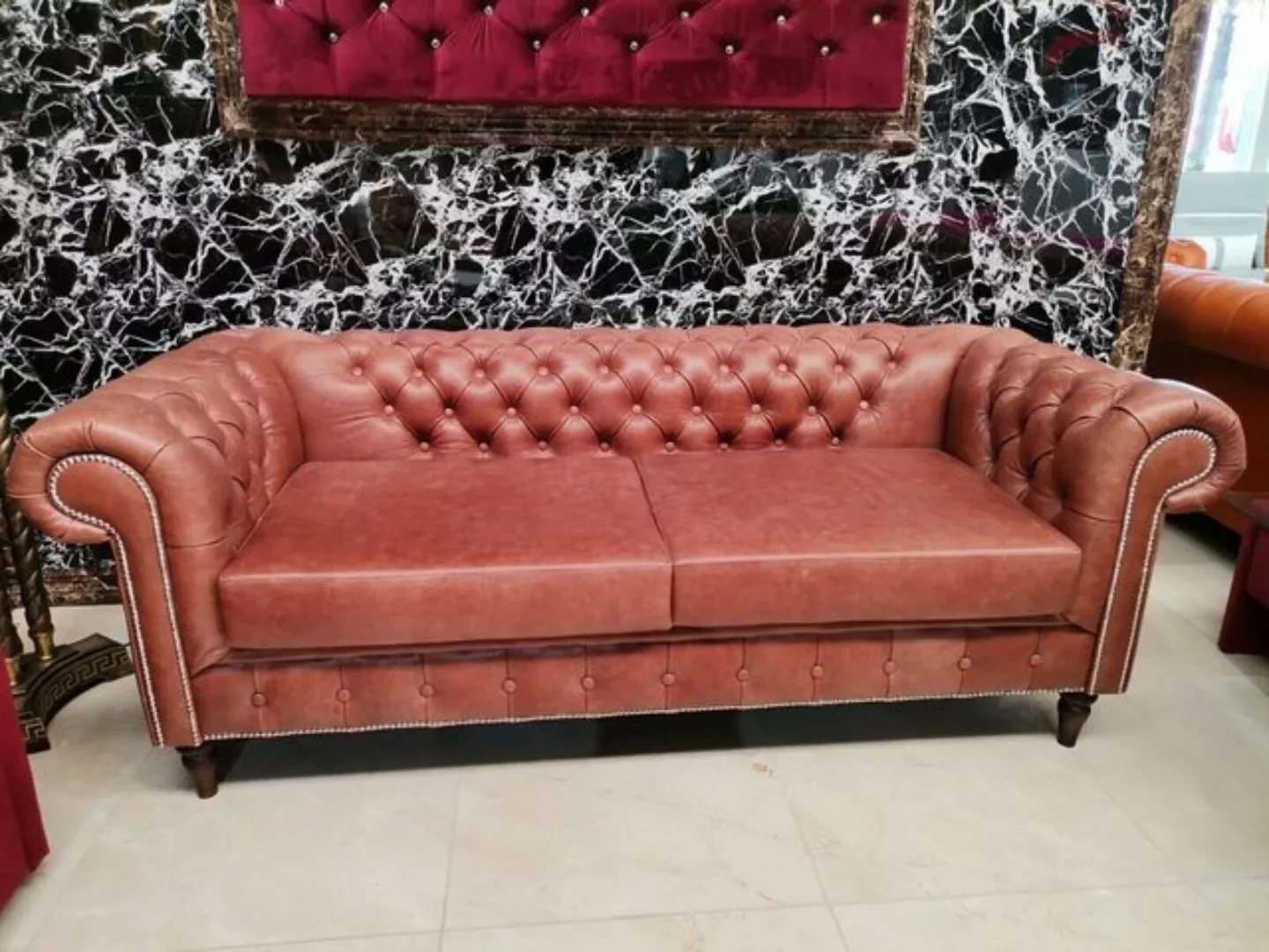 JVmoebel Chesterfield-Sofa Wohnzimmer Chesterfield Designer Sofa 3 Sitzer C günstig online kaufen