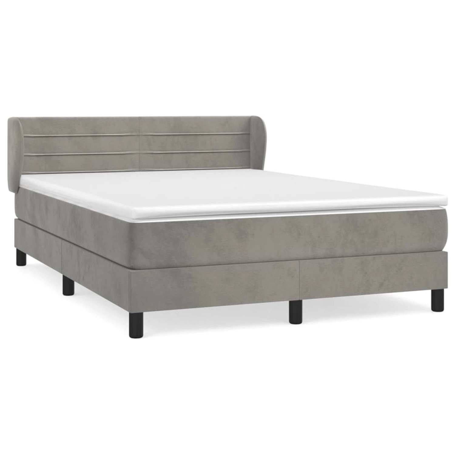 vidaXL Boxspringbett mit Matratze Hellgrau 140x190 cm Samt1396775 günstig online kaufen