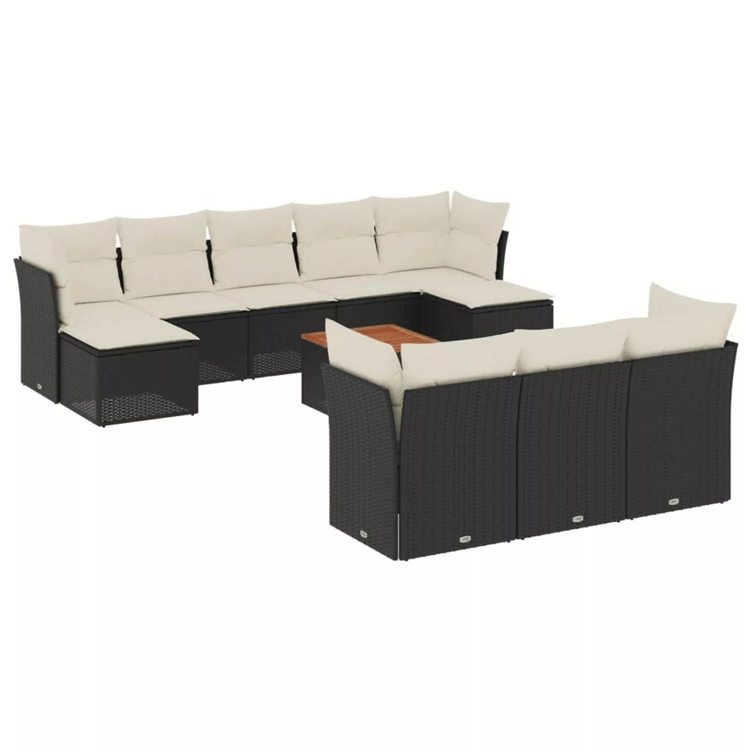 vidaXL 11-tlg Garten-Sofagarnitur mit Kissen Schwarz Poly Rattan Modell 108 günstig online kaufen