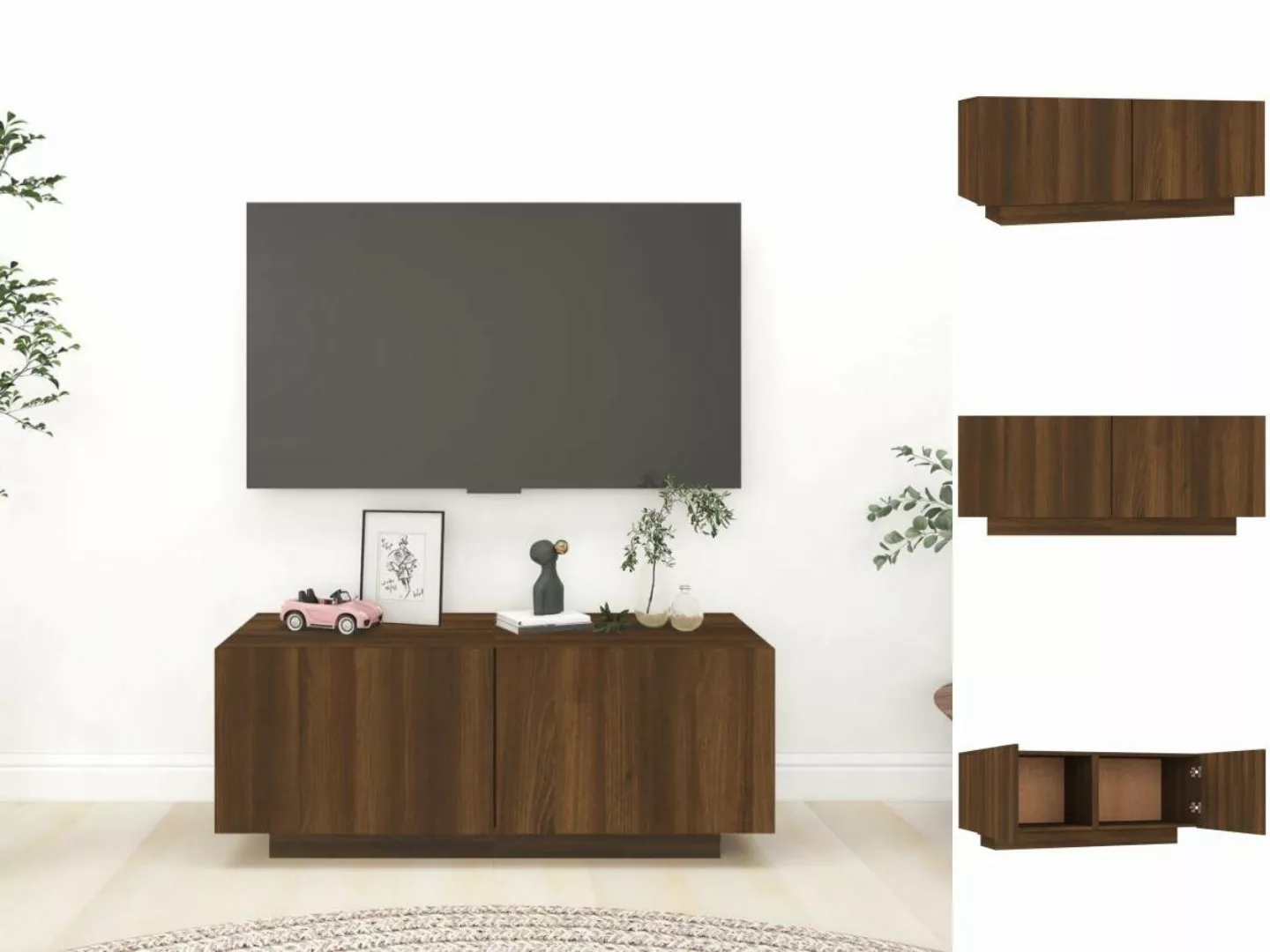 vidaXL TV-Schrank TV-Schrank Braun Eiche 100x35x40 cm Spanplatte TV-Lowboar günstig online kaufen