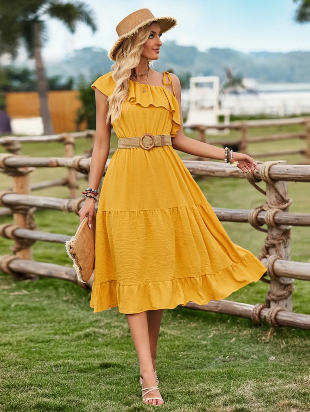 KIKI One-Shoulder-Kleid Damen-Sommerkleid mit einer Schulter, einfarbig und günstig online kaufen
