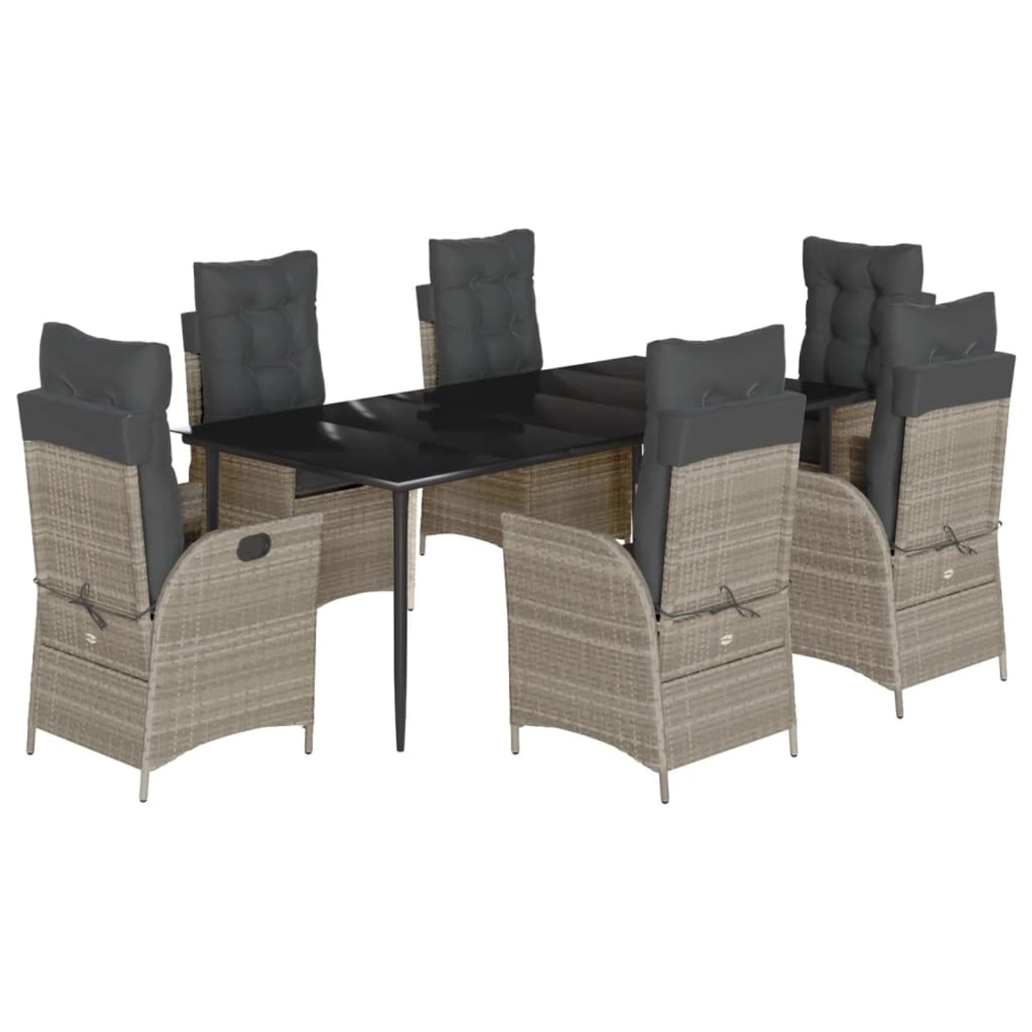 vidaXL 7-Tlg Garten-Essgruppe mit Kissen Hellgrau Poly Rattan 3213281 günstig online kaufen