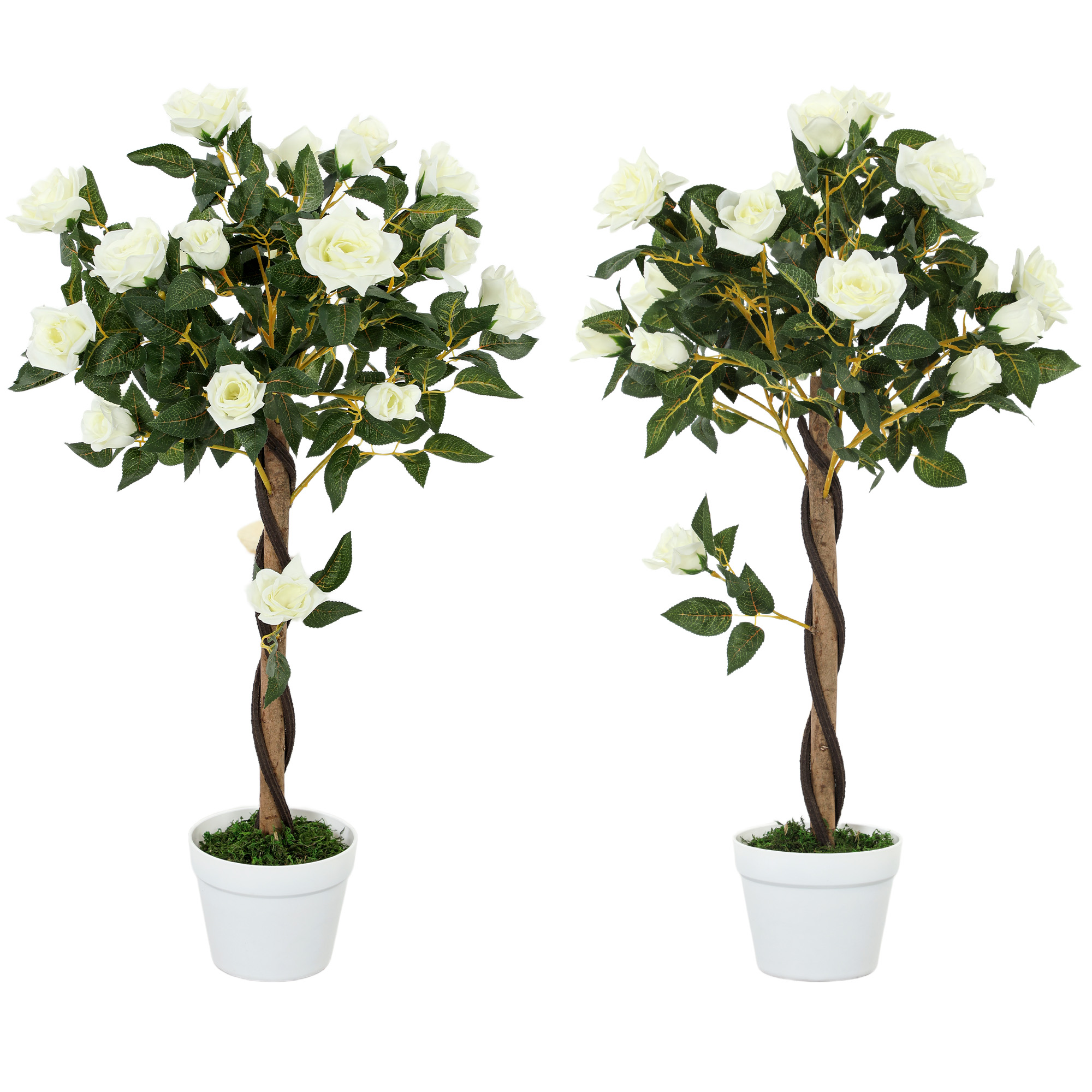 Outsunny künstliche Rosenpflanzen groß 90 cm Kunstpflanze, Plastik künstlic günstig online kaufen