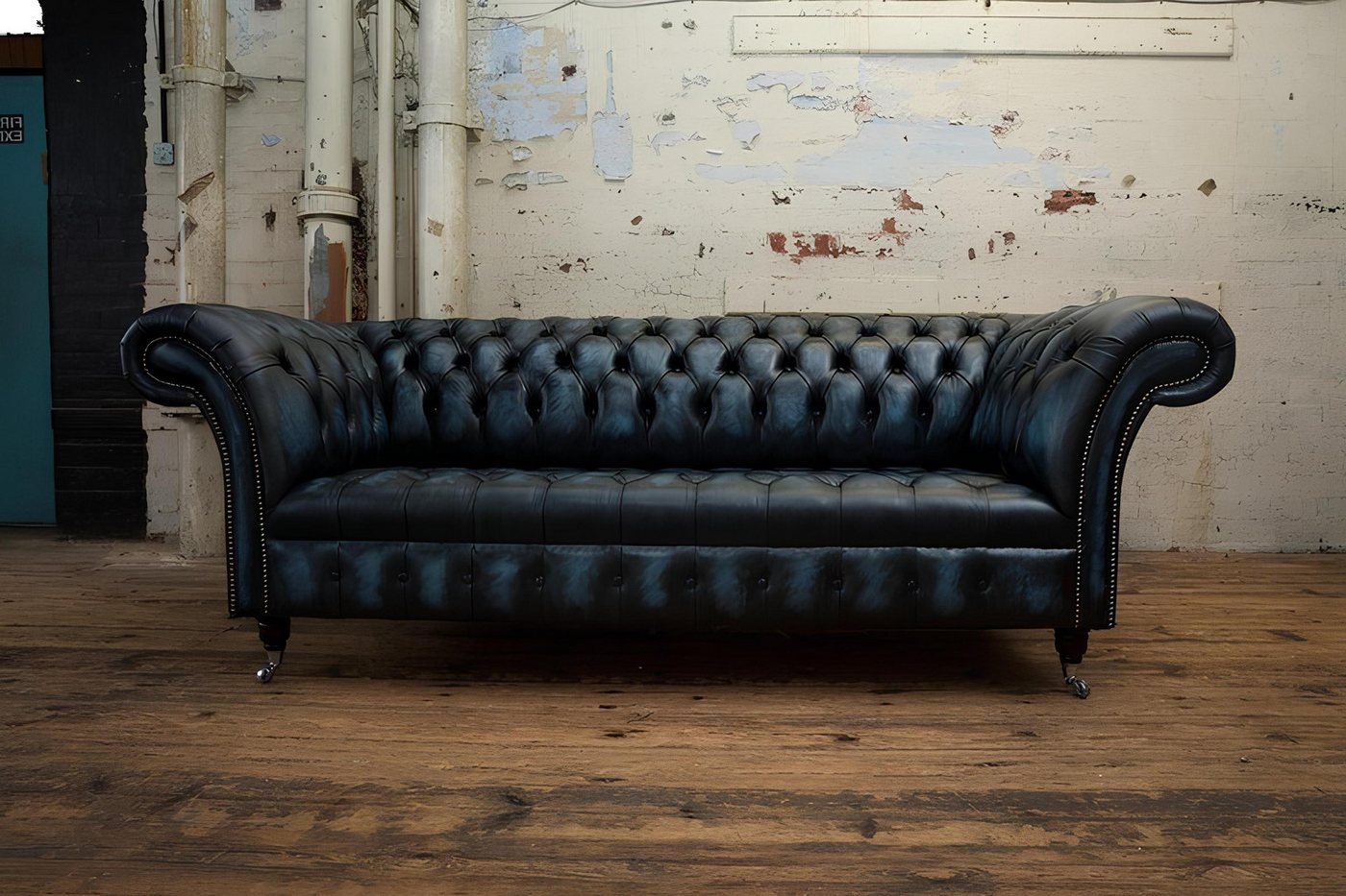 Xlmoebel Sofa 3-Sitzer Chesterfield Ledersofa Couchgarnitur in Leder, Herge günstig online kaufen