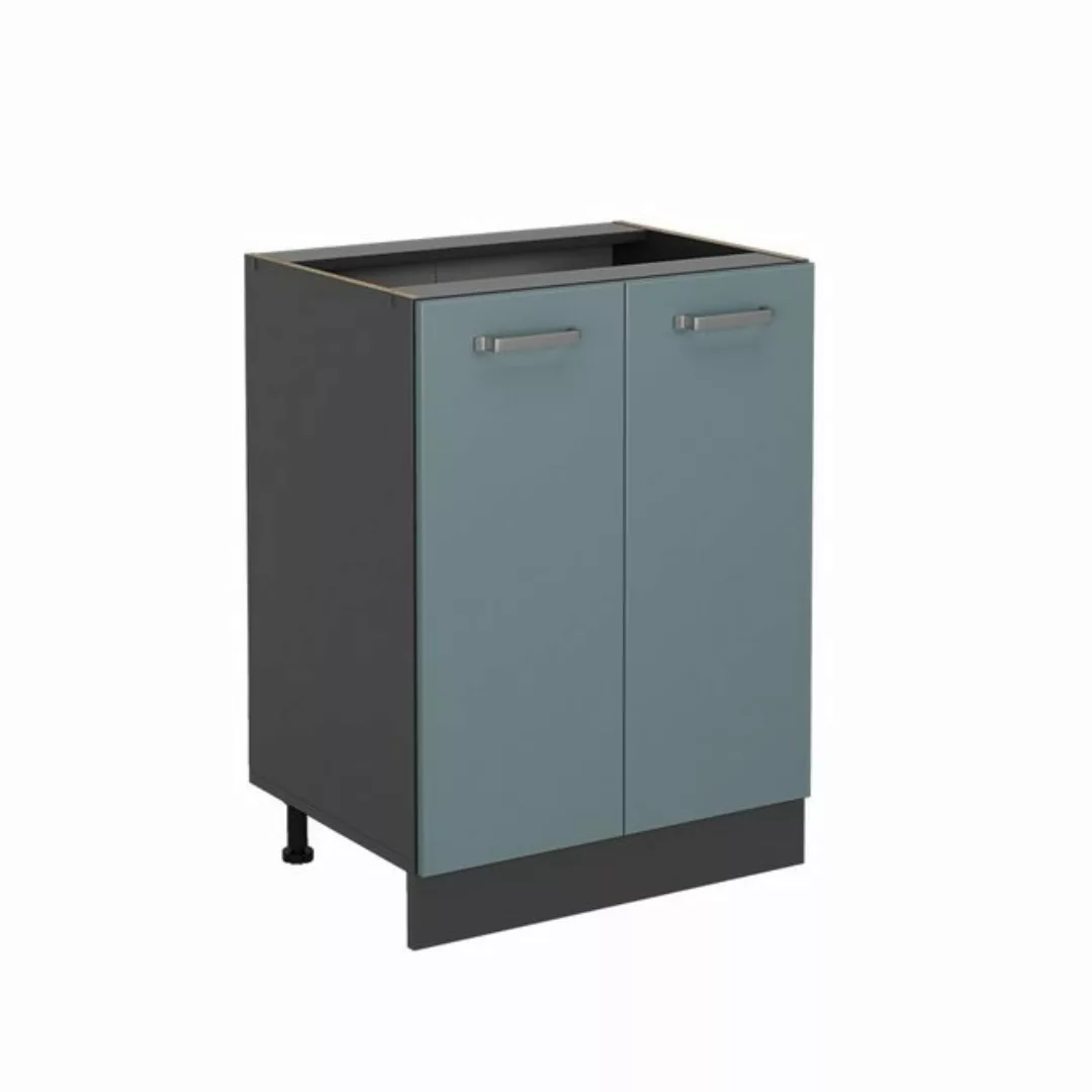 Livinity® Unterschrank R-Line, Blau-Grau/Anthrazit, 60 cm, AP Eiche günstig online kaufen