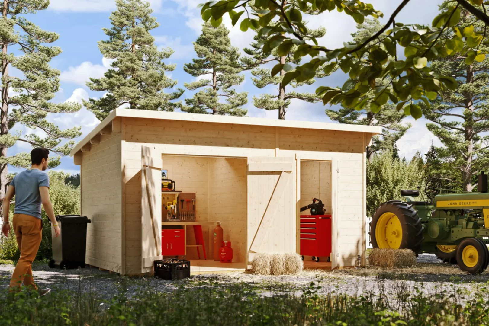 Skan Holz Gartenhaus Flex 450 cm x 300 cm Natur günstig online kaufen