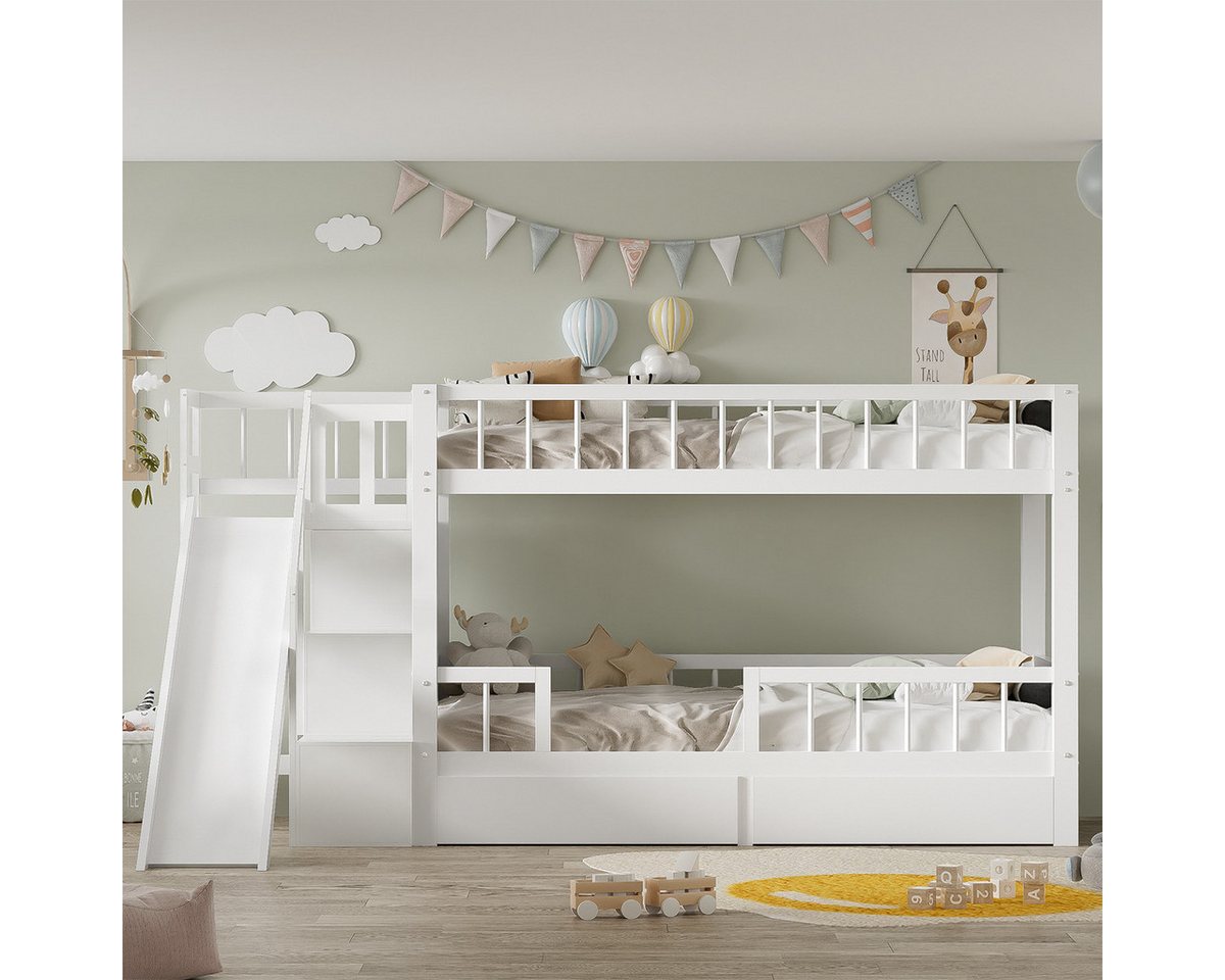 XDeer Kinderbett Hausbett mit Rutsche und Treppen 2 Schubladen magnetischer günstig online kaufen