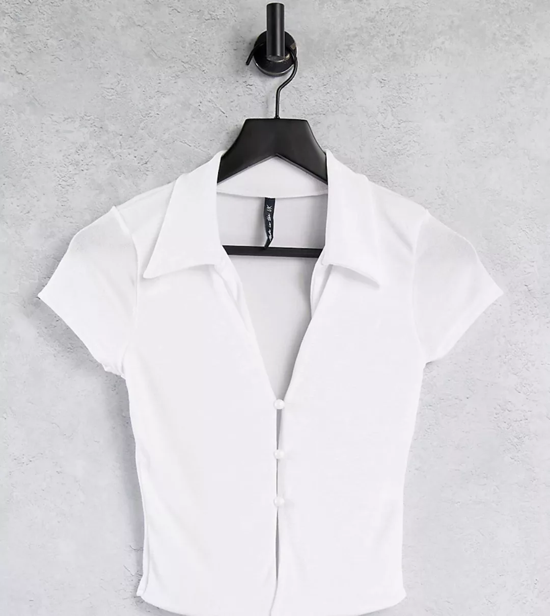 ASYOU – Kurzärmliges, figurbetontes Hemd in Weiß günstig online kaufen