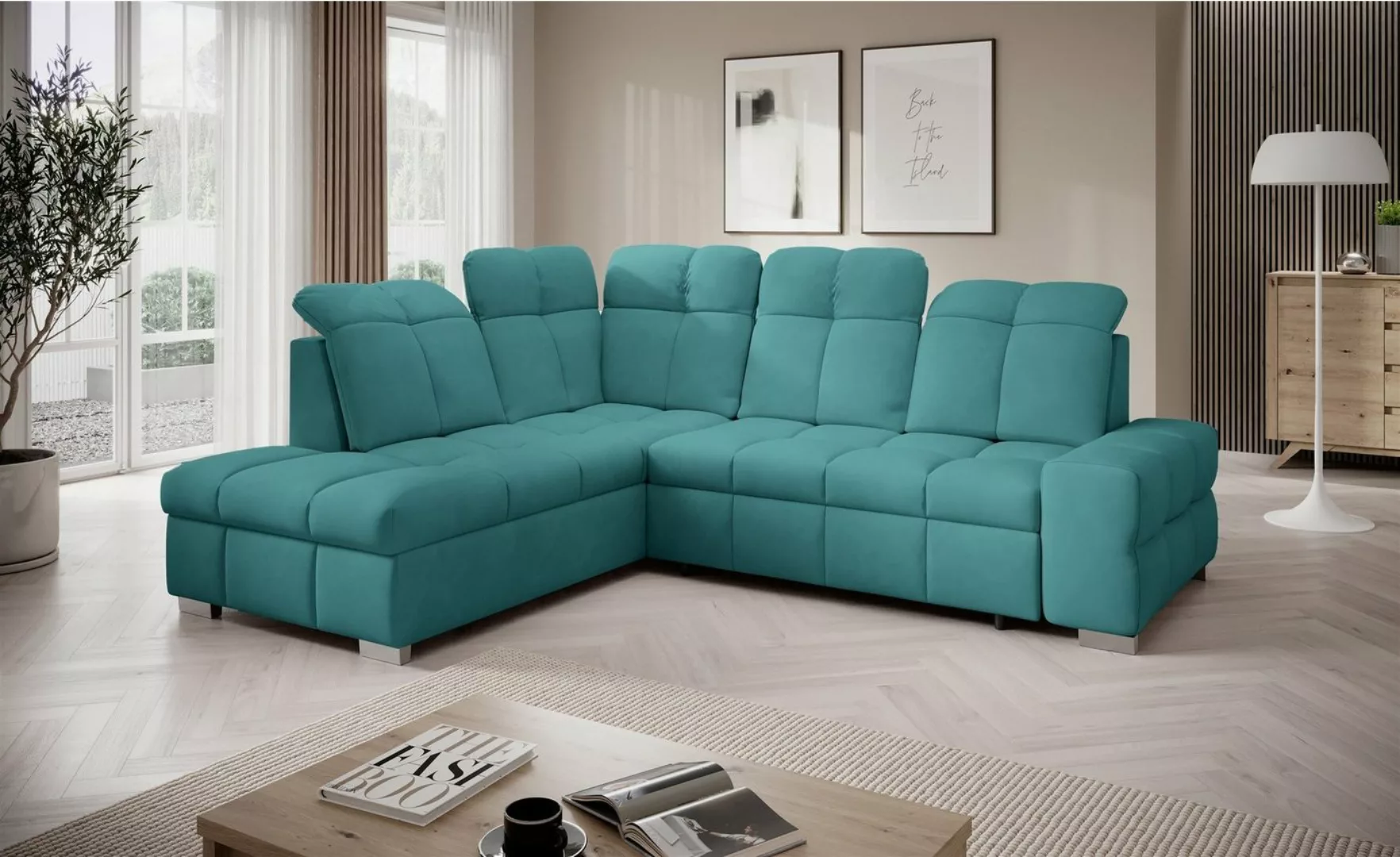 Fun Möbel Ecksofa Schlafsofa Sofa TEMPE in Stoff Element, Ottomane Links od günstig online kaufen