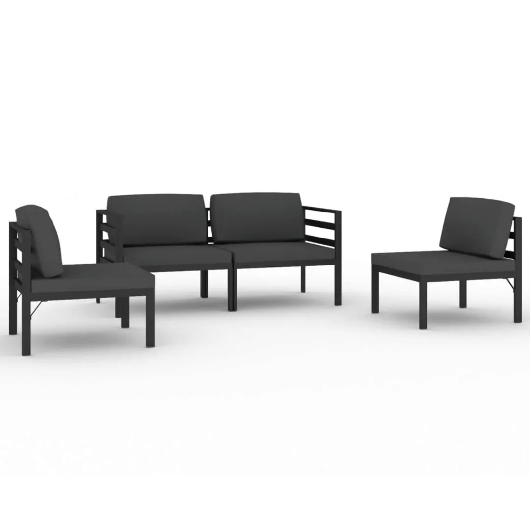 Vidaxl 4-tlg. Garten-lounge-set Mit Kissen Aluminium Anthrazit günstig online kaufen