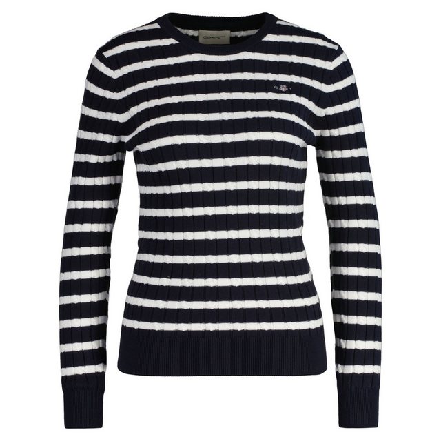 Gant Rundhalspullover "STRETCH COTTON CABLE STRIPE C-NECK" günstig online kaufen