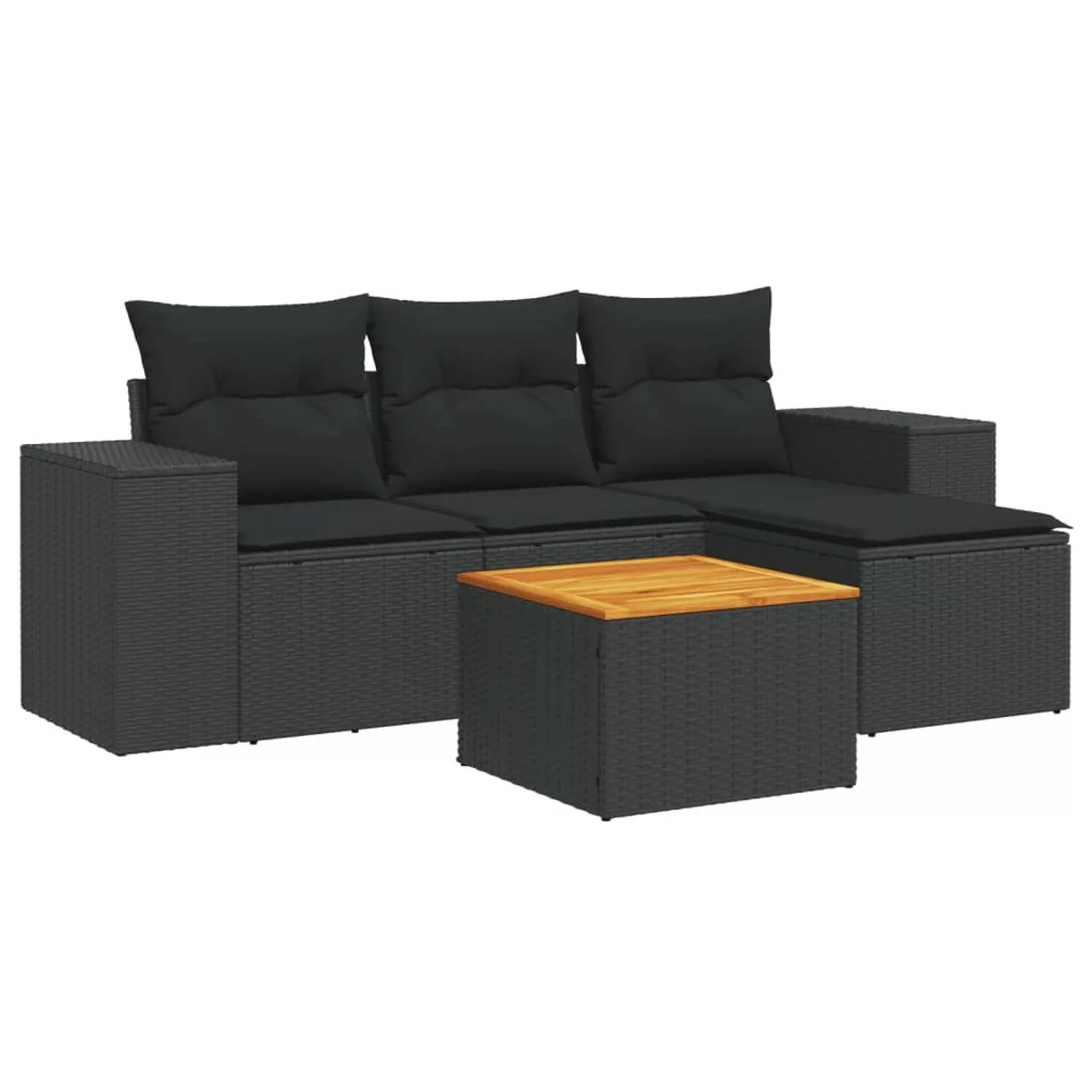 vidaXL 5-tlg Garten-Sofagarnitur mit Kissen Schwarz Poly Rattan Modell 84 günstig online kaufen