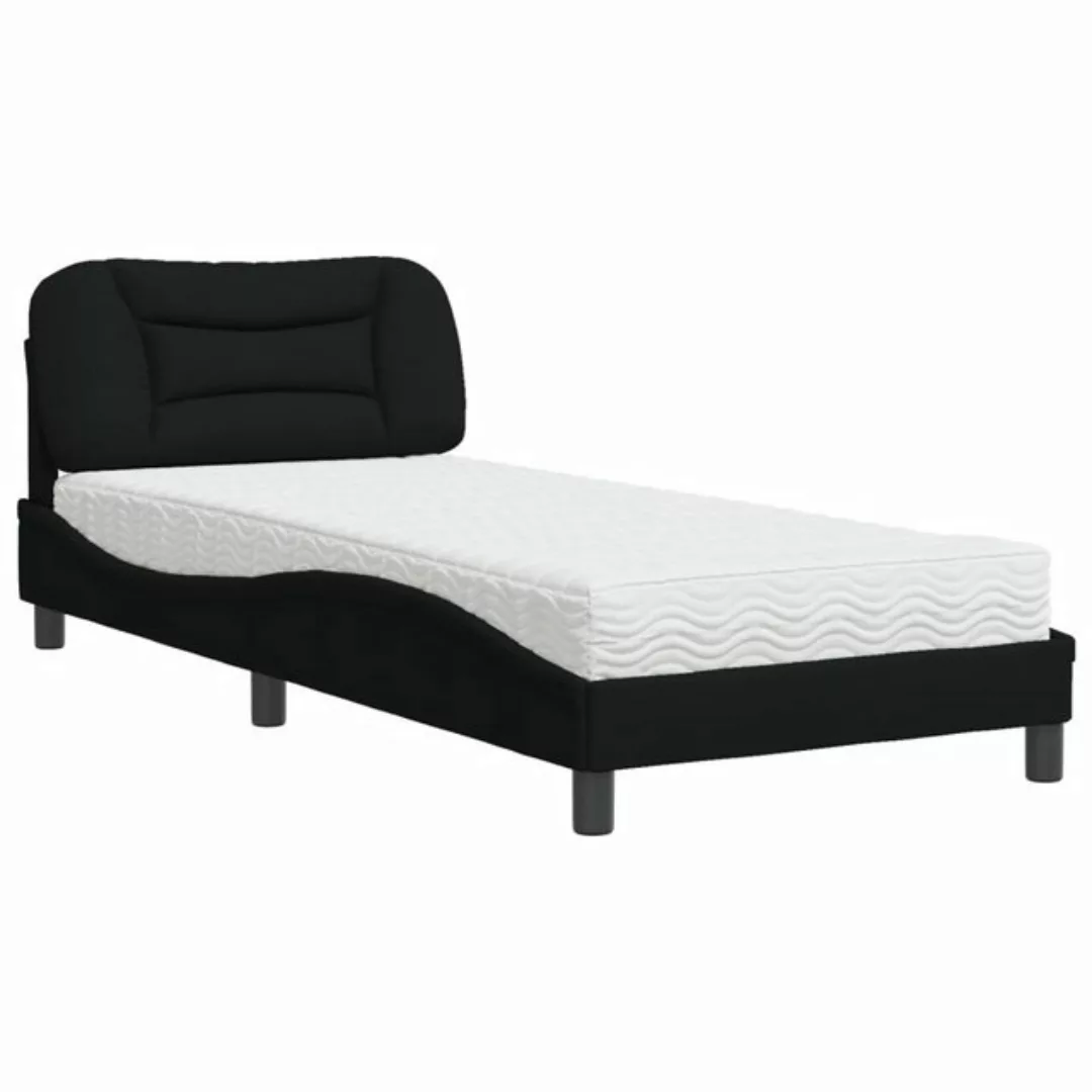 vidaXL Bettgestell, Bett mit Matratze Schwarz 90x190 cm Stoff günstig online kaufen