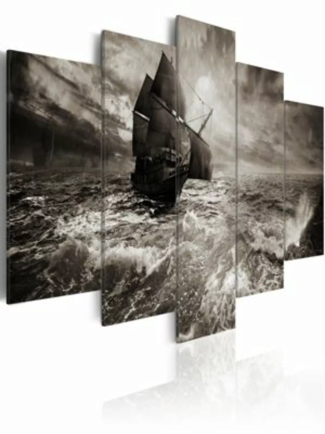 artgeist Wandbild Ein Schiff während des Sturms schwarz/weiß Gr. 200 x 100 günstig online kaufen