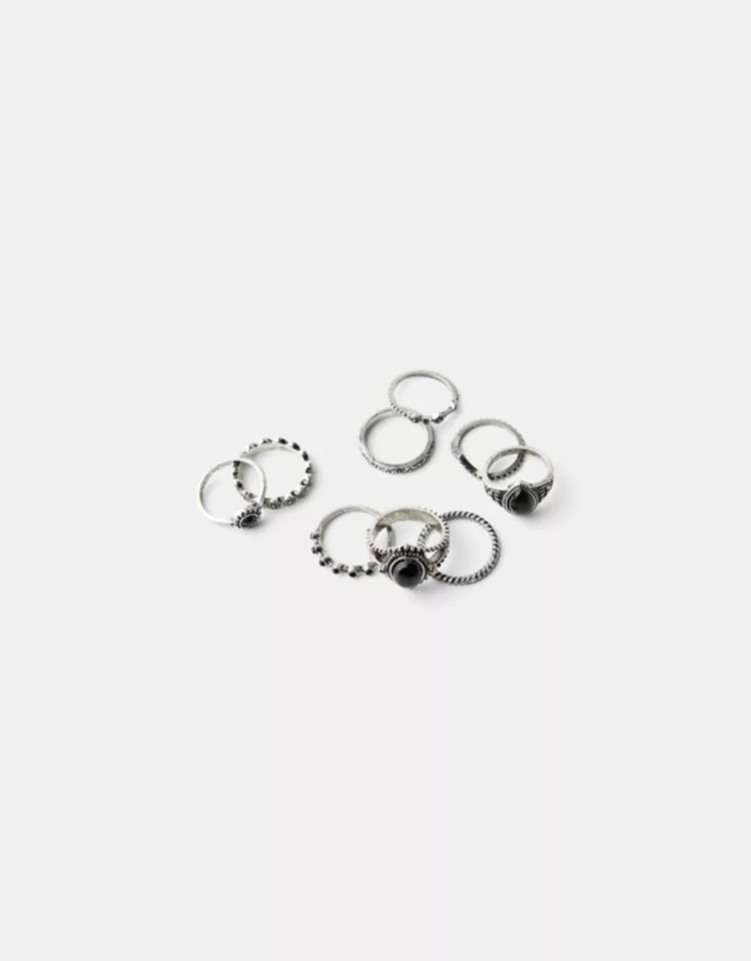 Bershka 9er-Pack Stone-Ringe Damen S Silber günstig online kaufen