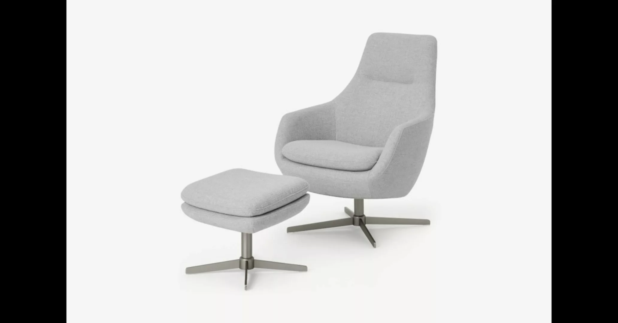 Modesto Sessel mit Hocker, Mondgrau - MADE.com günstig online kaufen