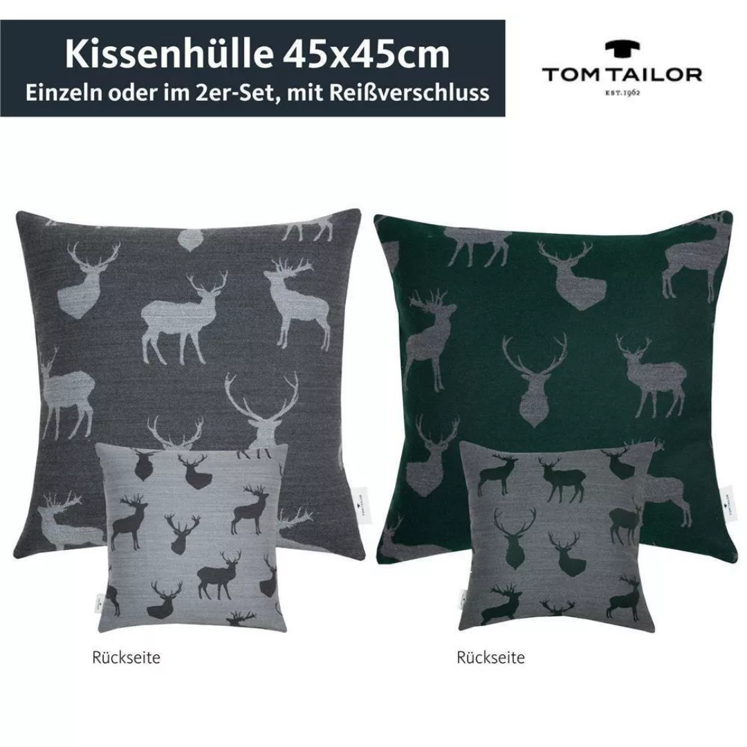 Kissenhuelle Soft Deer • weihnachtlich mit Rentieren • Wendekissen - Graugr günstig online kaufen