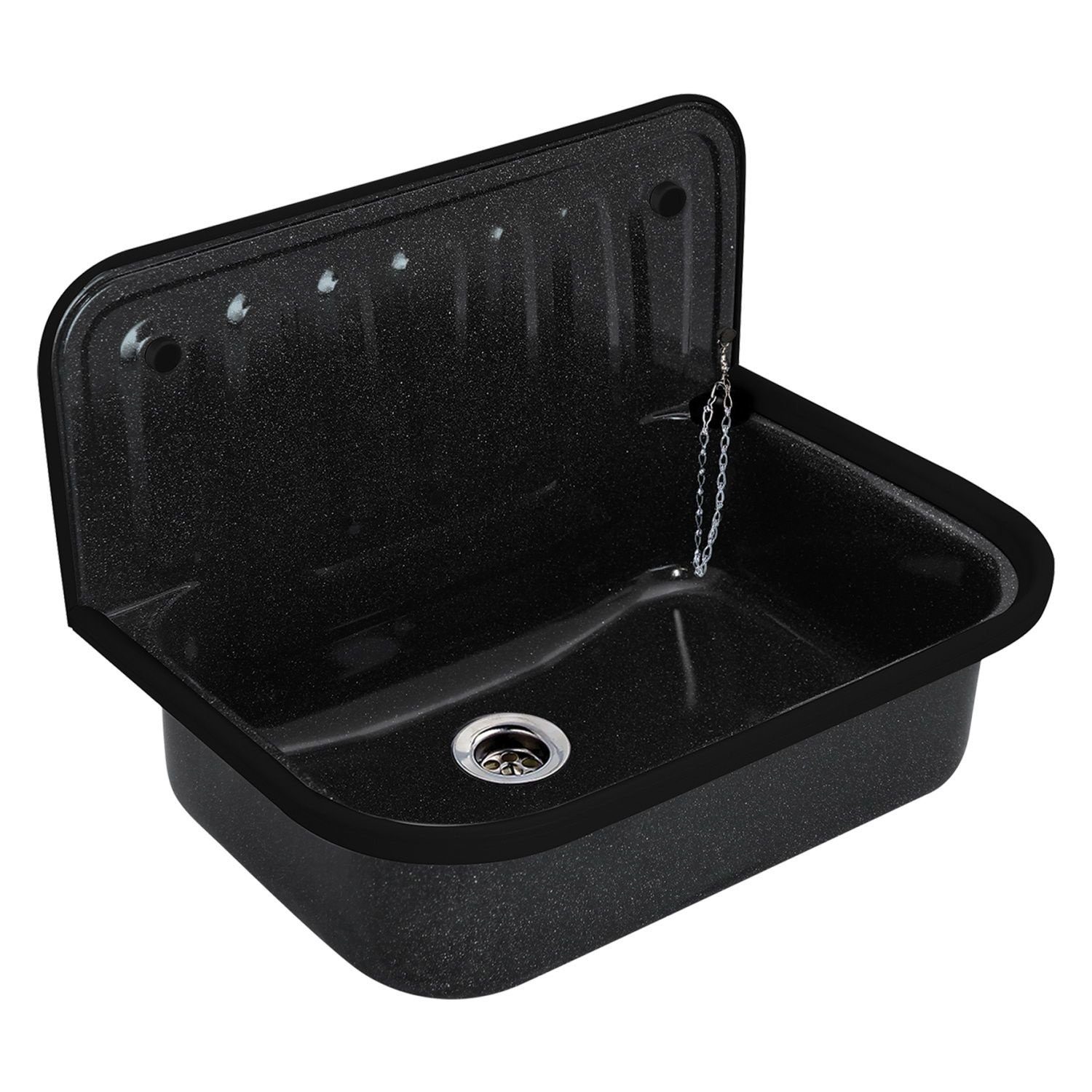 Tuganna Waschbecken Granit Optik, Stahl Ausgussbecken günstig online kaufen