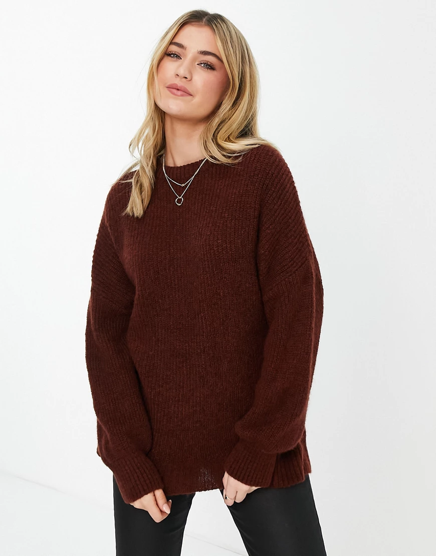 Stradivarius – Oversize-Pullover in Braun günstig online kaufen