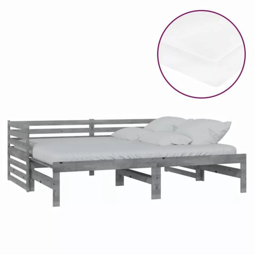 furnicato Bett Ausziehbares Tagesbett 2x(90x200) cm Grau Massivholz Kiefer günstig online kaufen