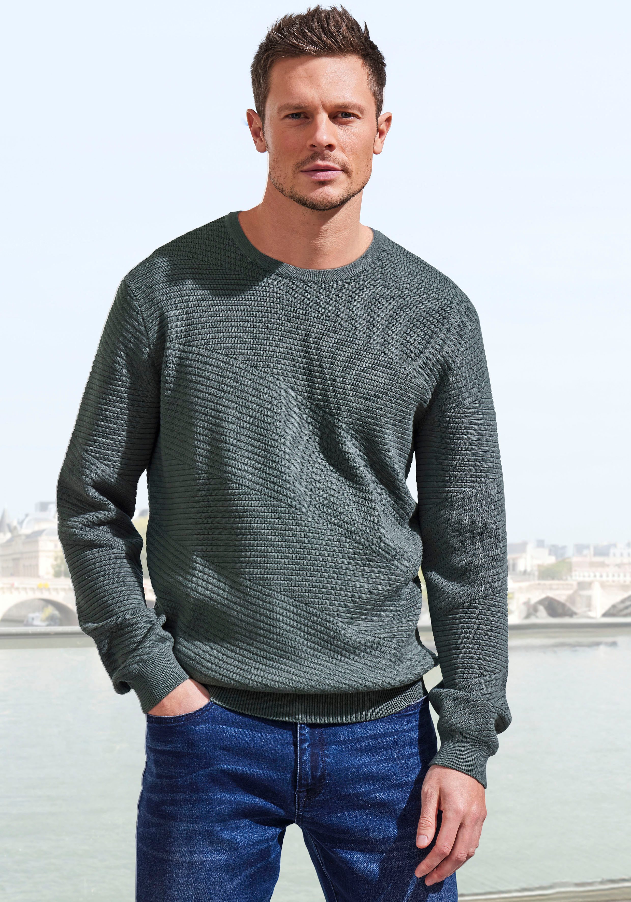 John Devin Strickpullover, Pullover aus weichem Strukturstrick günstig online kaufen