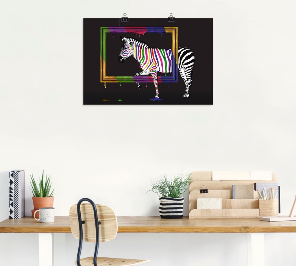 Artland Wandbild »Das Regenbogen Zebra«, Animal Fantasy, (1 St.), als Leinw günstig online kaufen