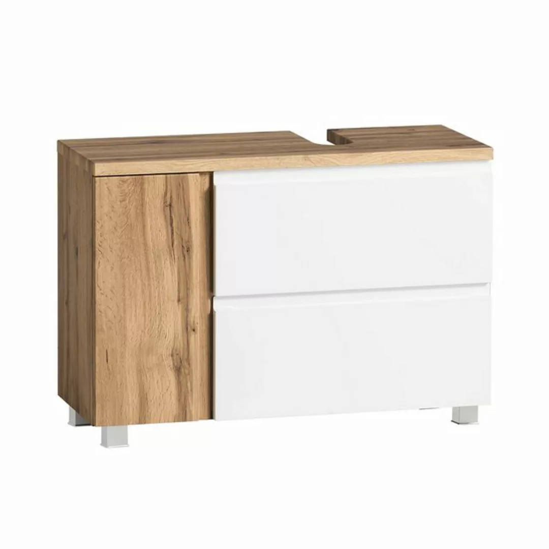 Lomadox Waschbeckenschrank VASTO-03-WHITE Wotan Eiche Nb. mit weiß matt 85/ günstig online kaufen