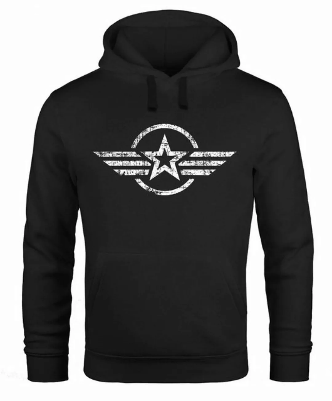 Neverless Hoodie Hoodie Herren Airforce Symbol Stern Army Military Aufdruck günstig online kaufen