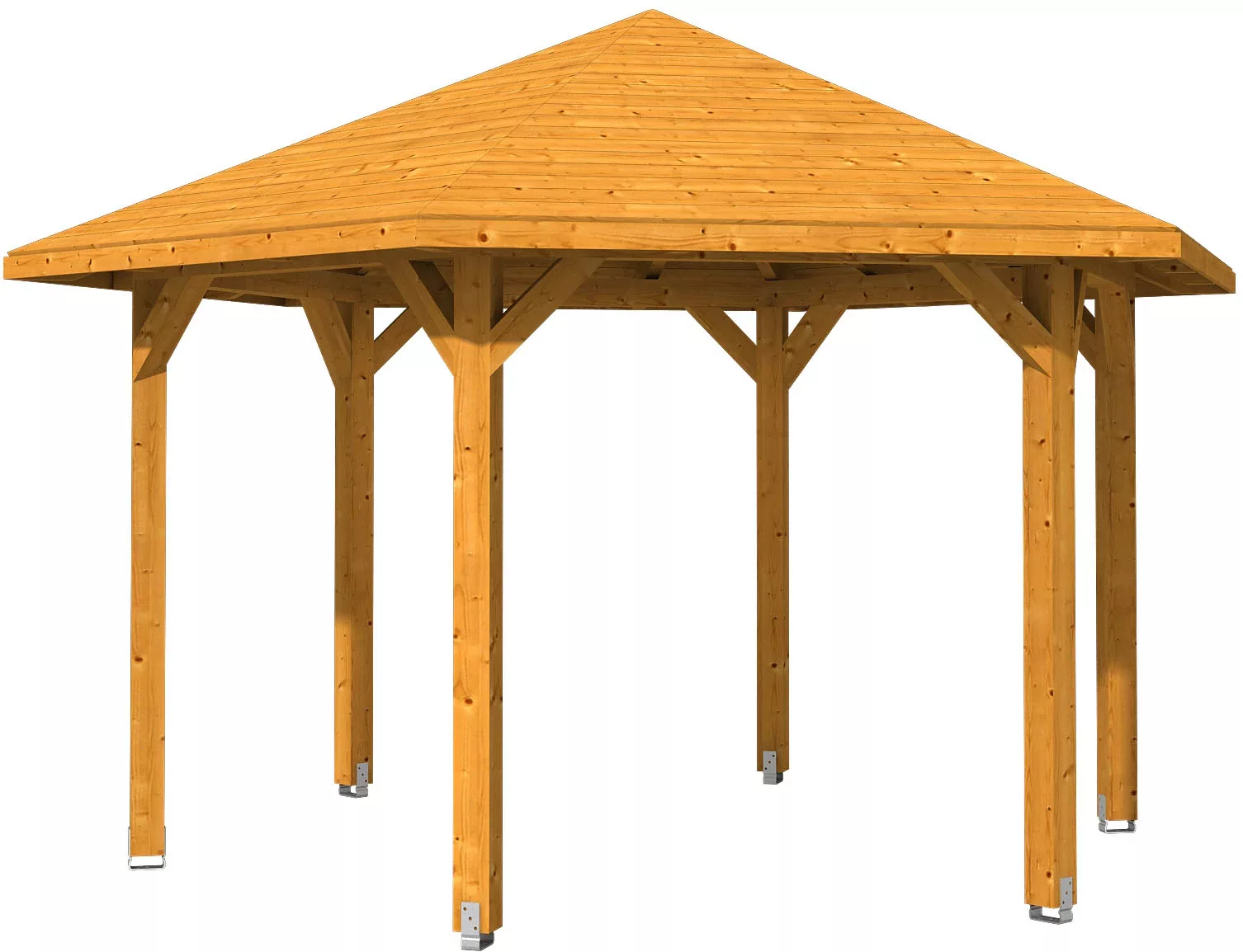 Skan Holz Pavillon Nancy 3 Leimholz 480 cm x 416 cm Nussbaum günstig online kaufen