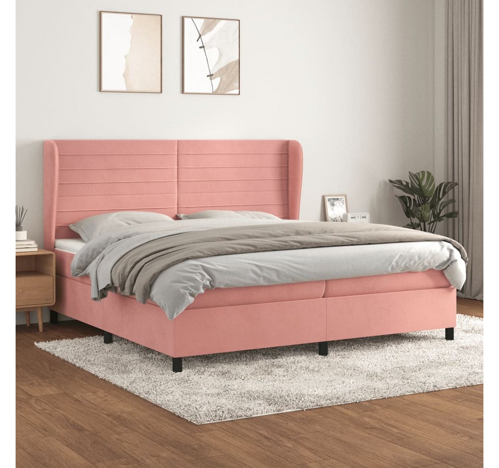 vidaXL Boxspringbett Boxspringbett mit Matratze Rosa 200x200 cm Samt Bett B günstig online kaufen