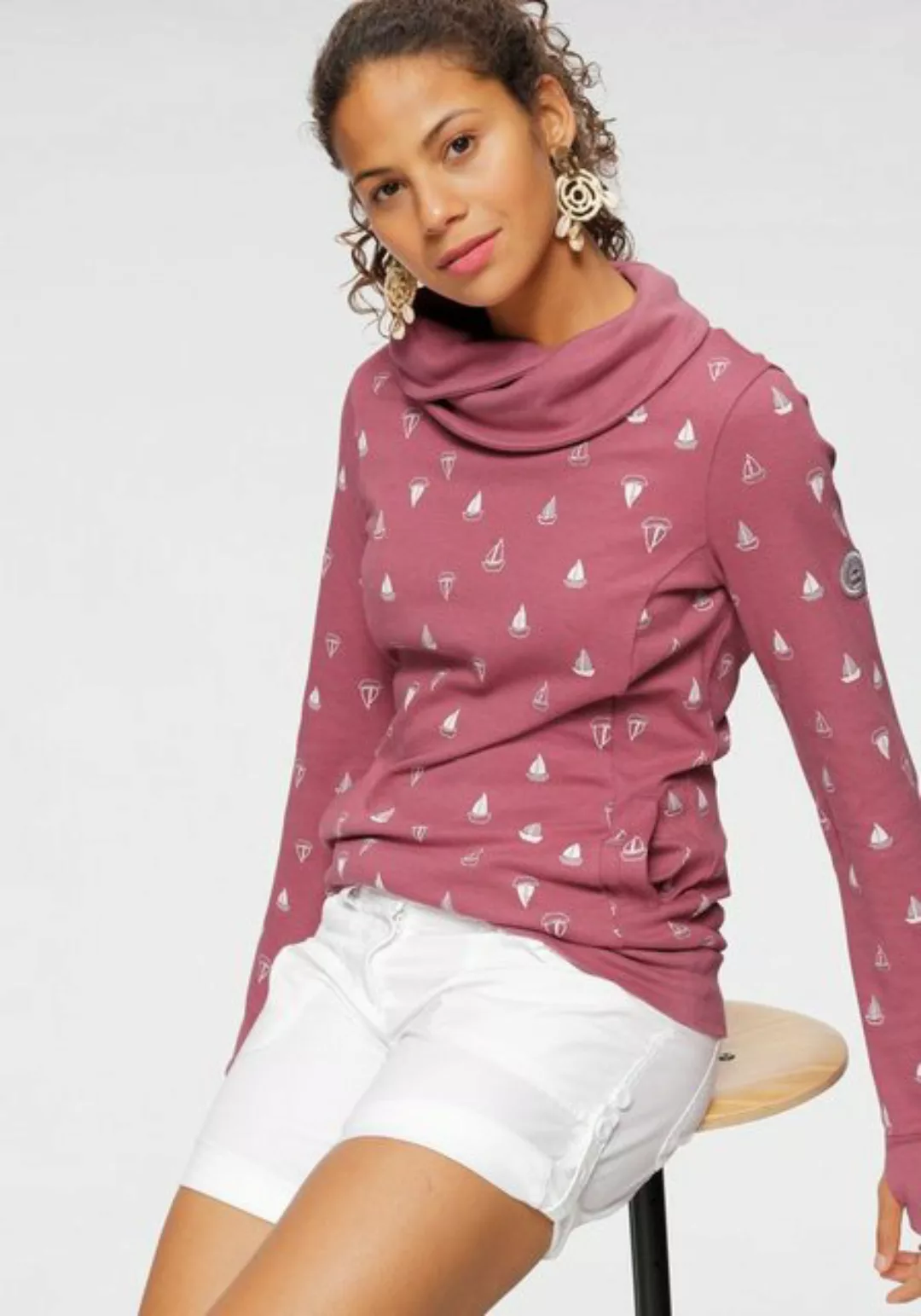 KangaROOS Sweatshirt mit wärmendem Schlauchkragen und Allover-Print günstig online kaufen