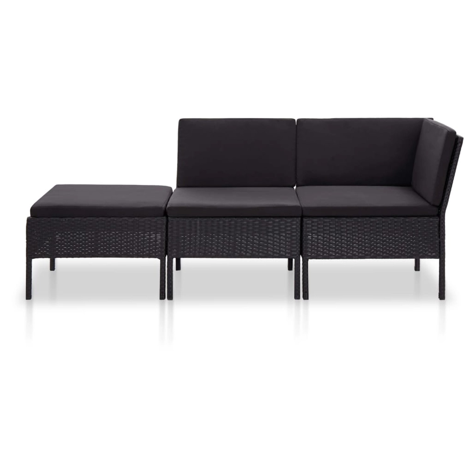 3-tlg. Garten-lounge-set Mit Auflagen Poly Rattan Schwarz günstig online kaufen