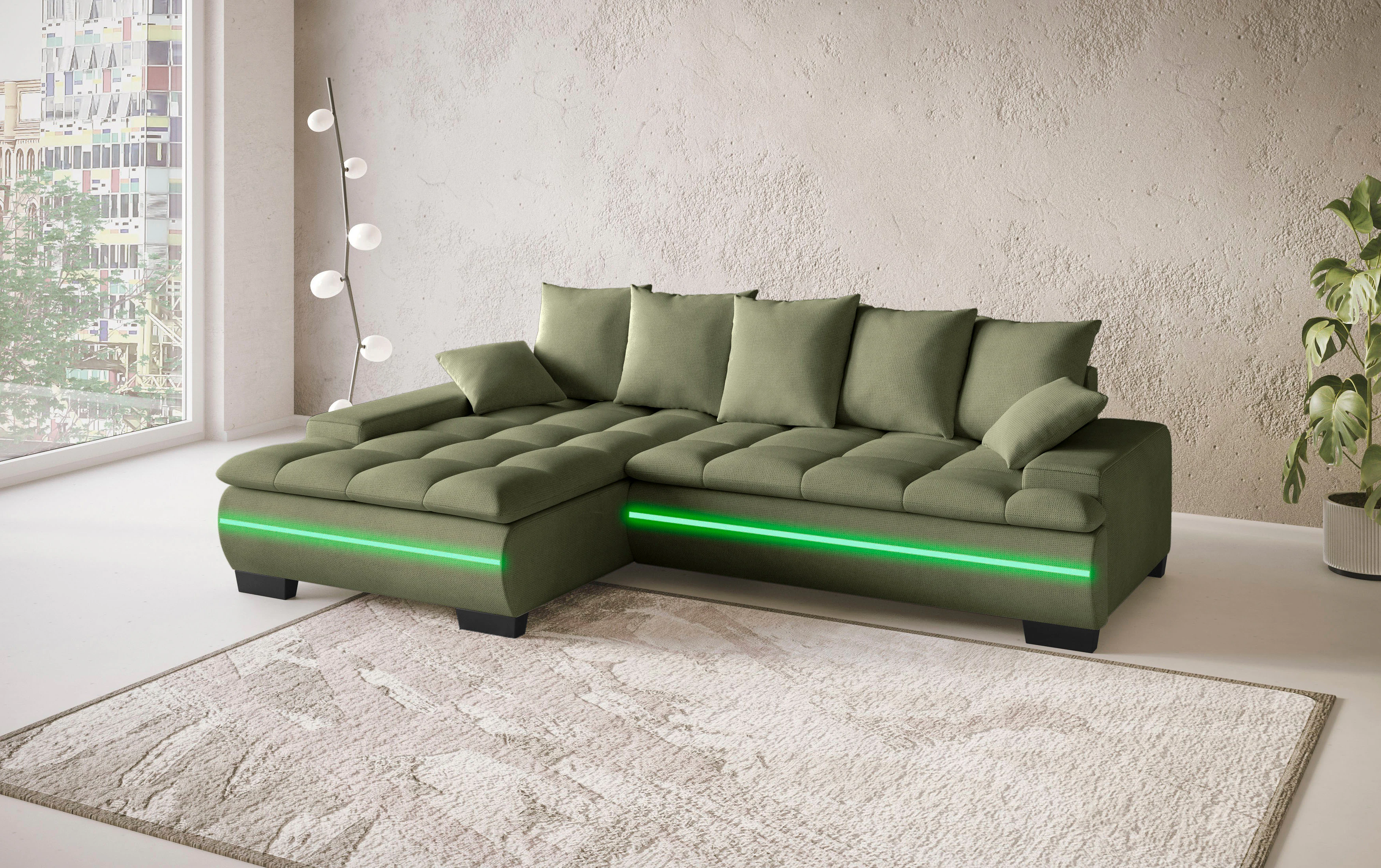 Mr. Couch Ecksofa "Haiti II, L-Form", RGB-LED Beleuchtung, Kaltschaum, wahl günstig online kaufen