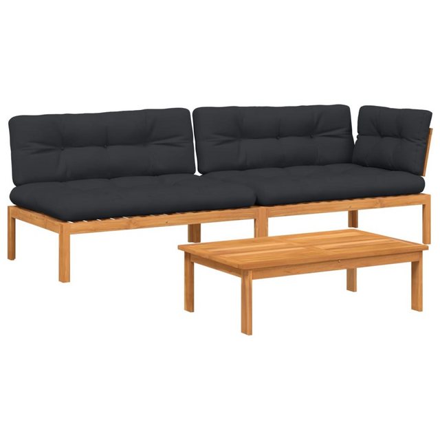 vidaXL Loungesofa 3-tlg. Garten-Sofagarnitur aus Paletten mit Kissen nholz, günstig online kaufen