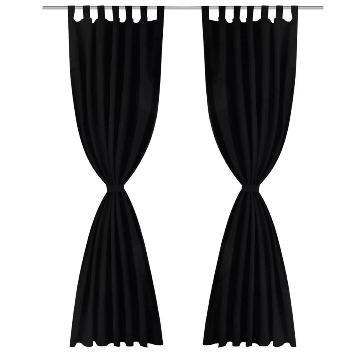 Vorhänge Gardienen Aus Satin 2-teilig  140 X 225 Cm Schwarz günstig online kaufen