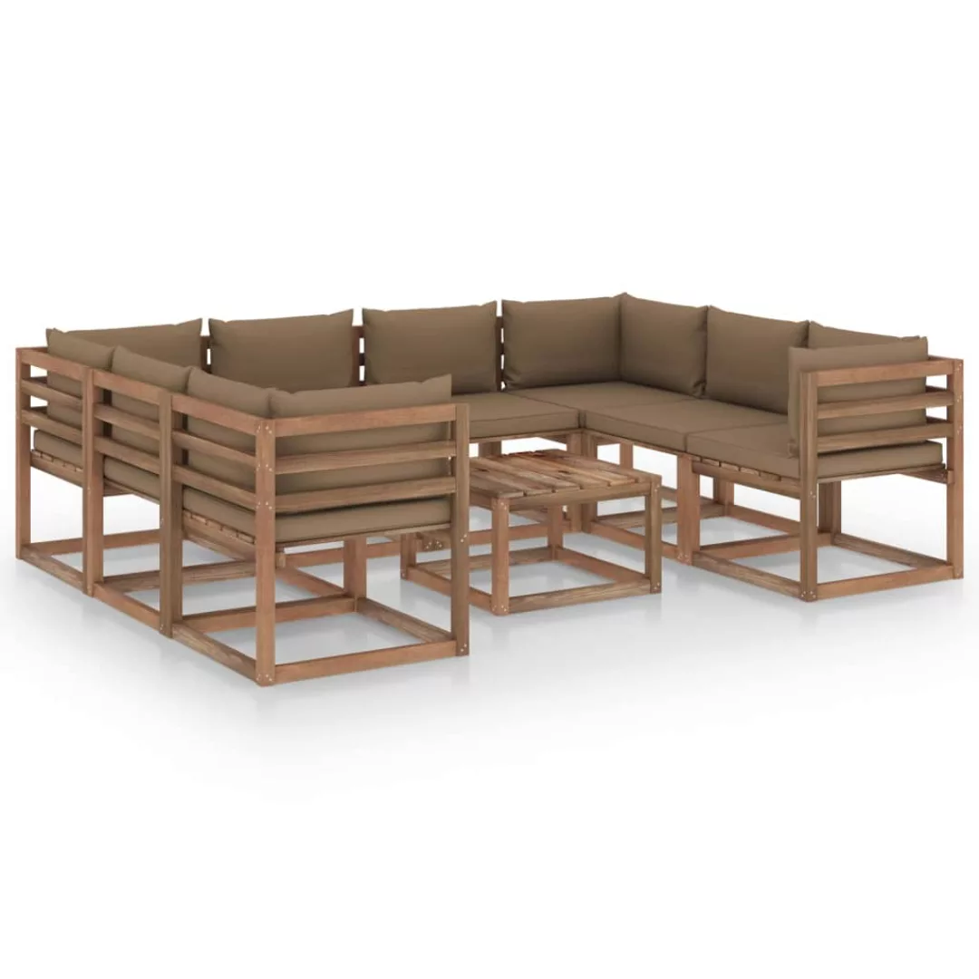 9-tlg. Garten-lounge-set Mit Taupe Kissen günstig online kaufen