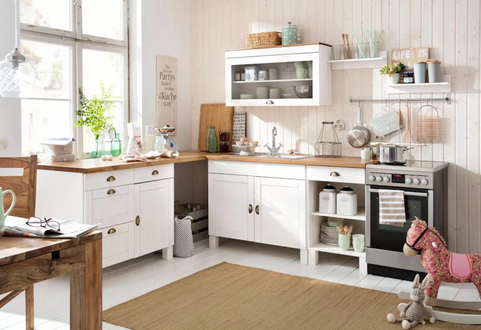 Home affaire Küchenzeile "Oslo", Breite 350 cm, Arbeitsplatte 35mm stark, o günstig online kaufen