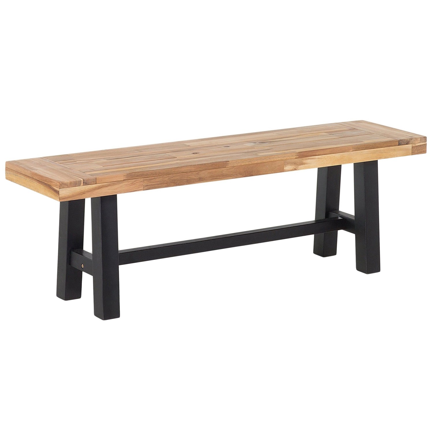 Beliani Gartenbank Heller Holzfarbton Schwarz 36x140x45 günstig online kaufen