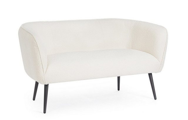 Natur24 Sofa 2Sitzer Sofa Avril 126x70x68 Weiß Stoff Boucleoptik Stahlbeine günstig online kaufen