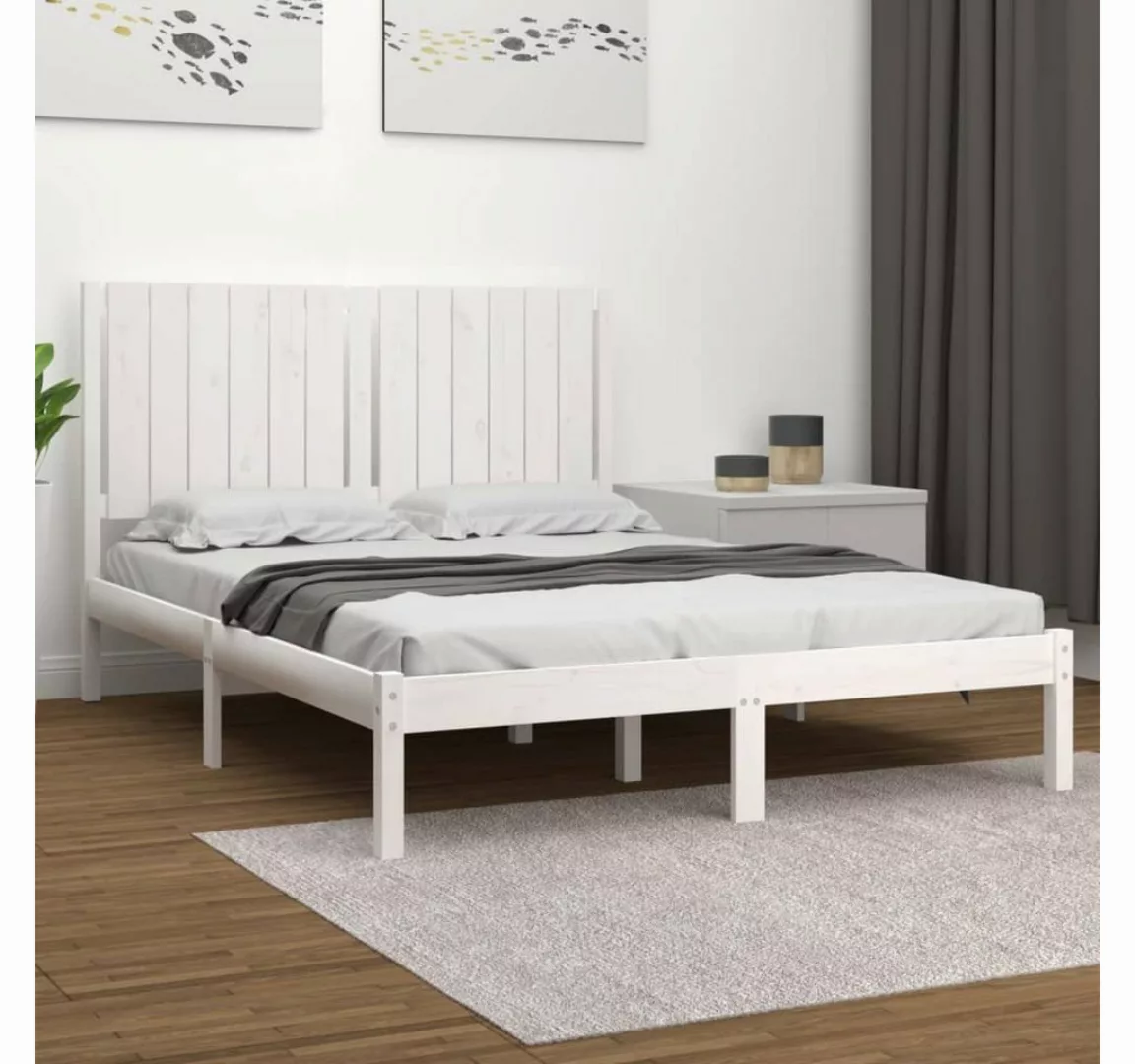 furnicato Bett Massivholzbett Weiß Kiefer 140x190 cm günstig online kaufen