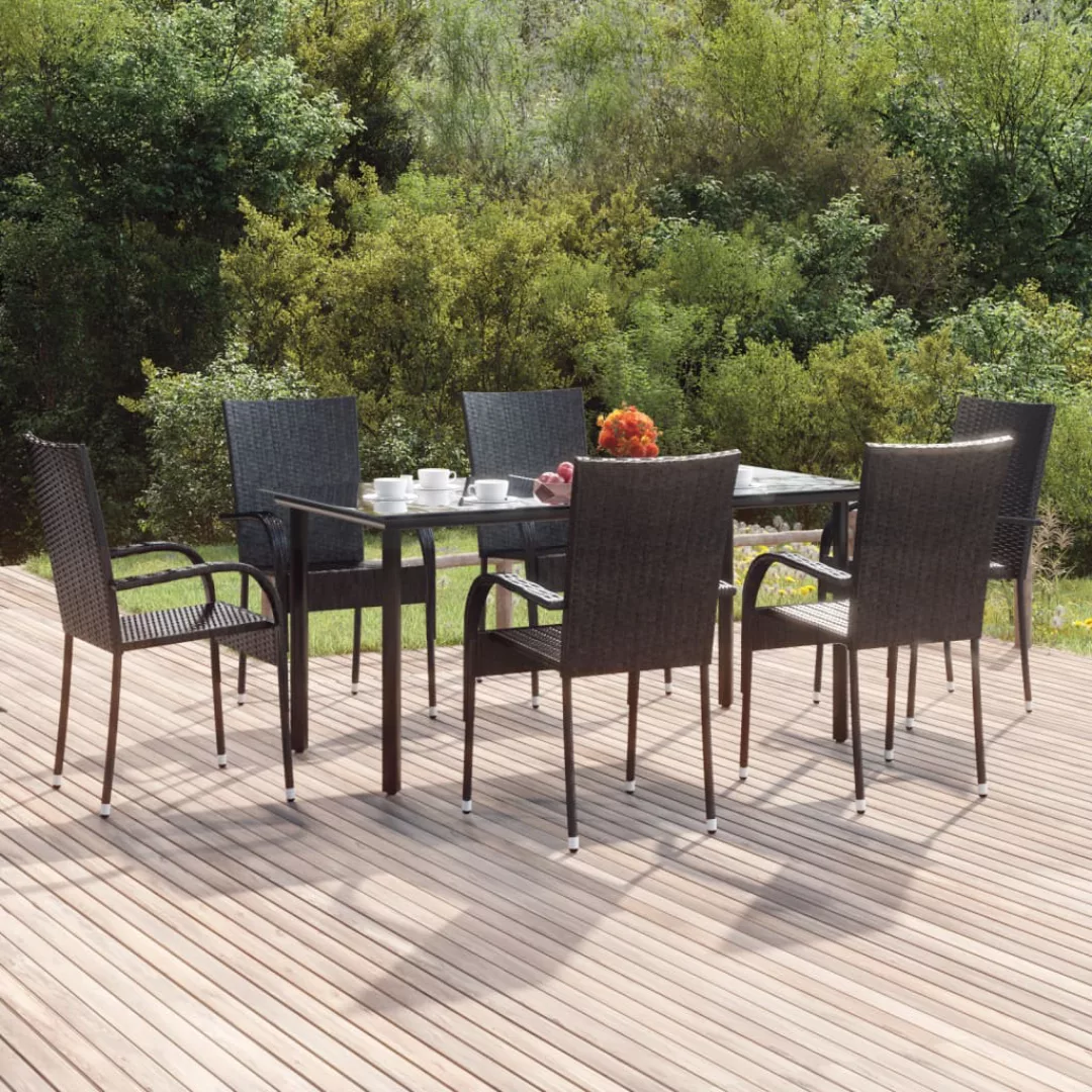 Vidaxl 7-tlg. Garten-essgruppe Schwarz Poly Rattan günstig online kaufen