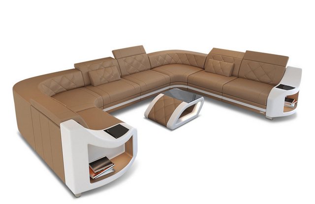 Sofa Dreams Wohnlandschaft Ledersofa Genua Mini U Form, Designersofa, Sofa günstig online kaufen