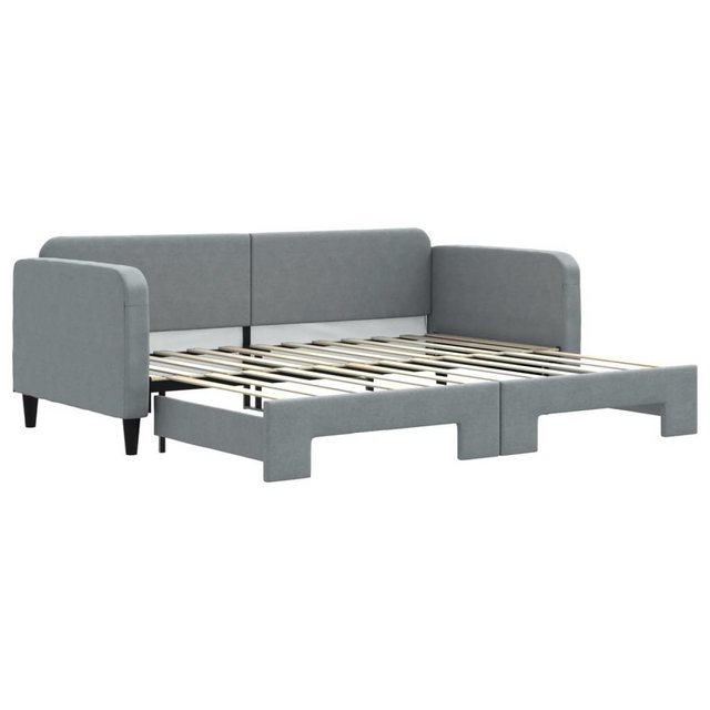 vidaXL Gästebett Tagesbett Ausziehbar Hellgrau 90x200 cm Stoff Gästebett Be günstig online kaufen